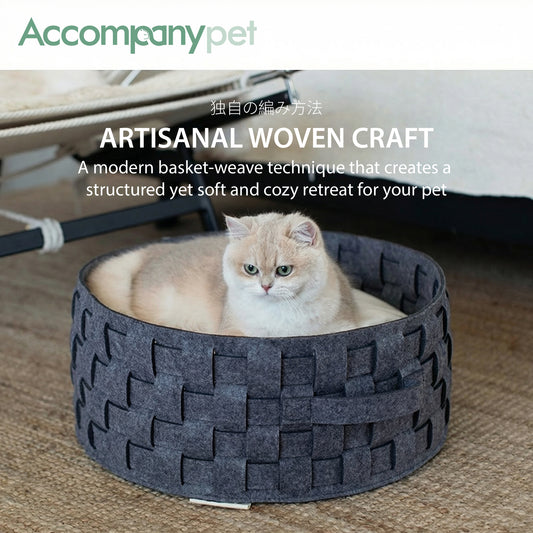 Modern Woven Felt Pet Bed | A Stylish & Cozy Retreat