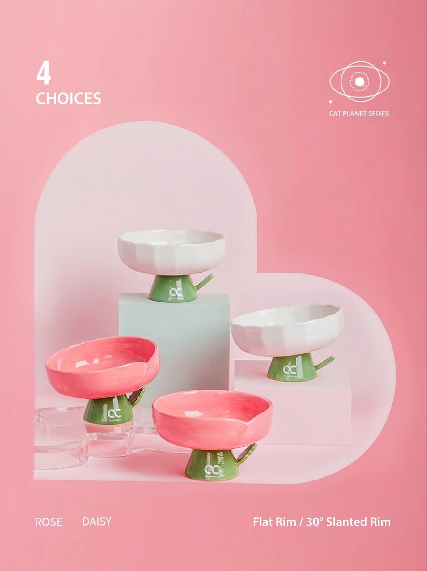 The Flower Pet Bowl | Ceramic Elevated Feeder