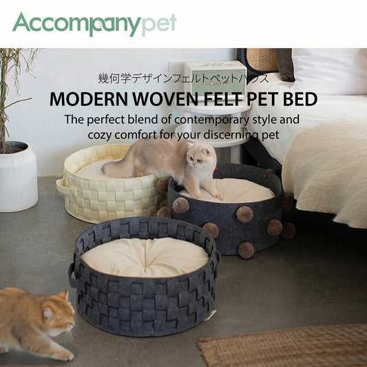 Modern Woven Felt Pet Bed | A Stylish & Cozy Retreat