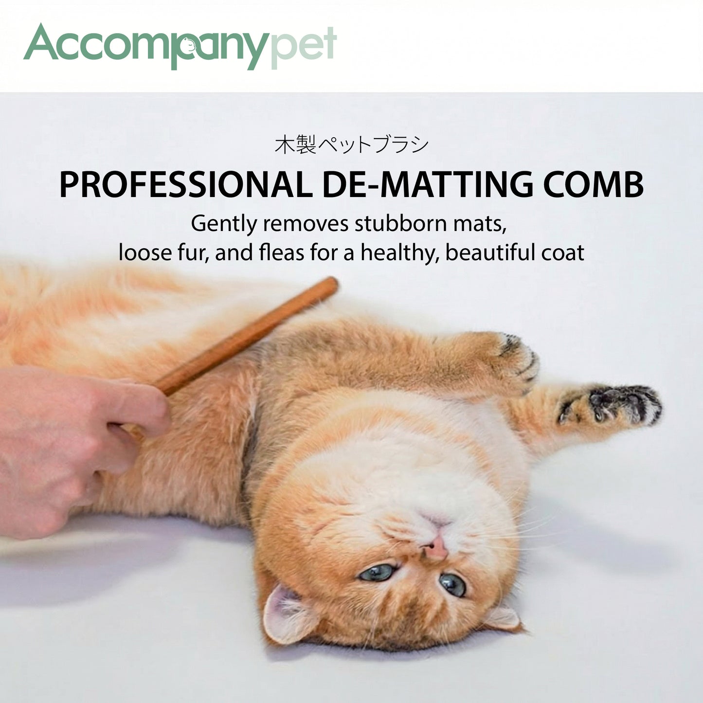 Painless detangling and de-shedding grooming experience with the solid wood pet comb