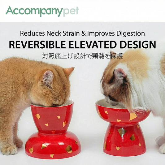 The "Fortune" Bowl | Reversible Ceramic Feeder (Grows With Your Pet)