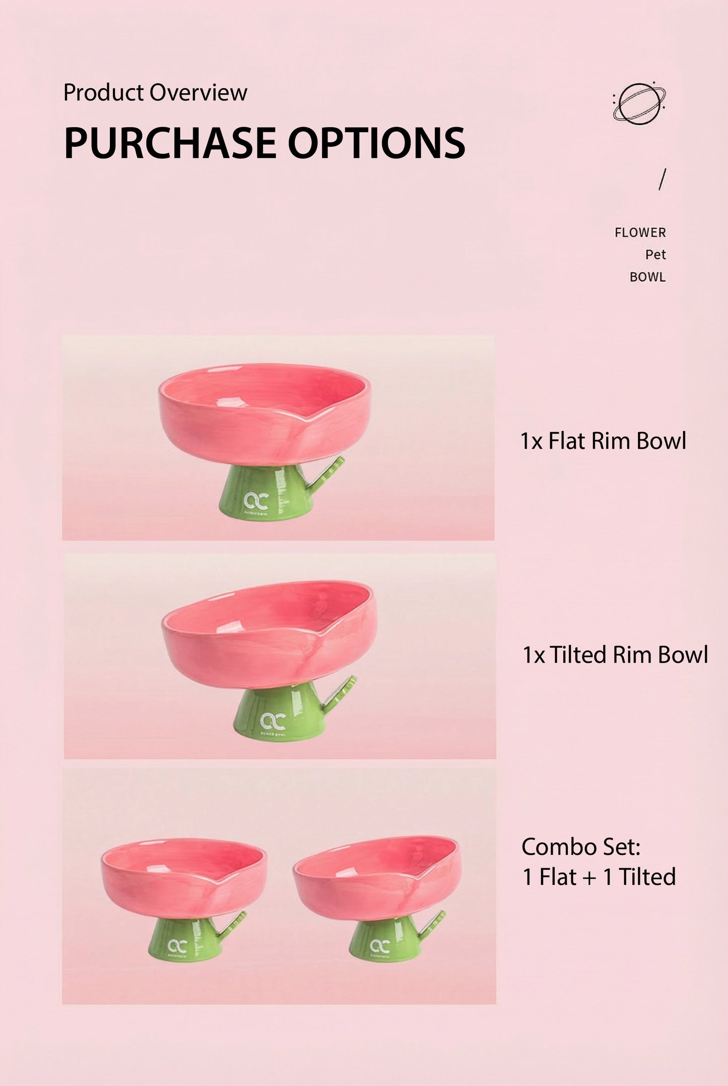 The Flower Pet Bowl | Ceramic Elevated Feeder