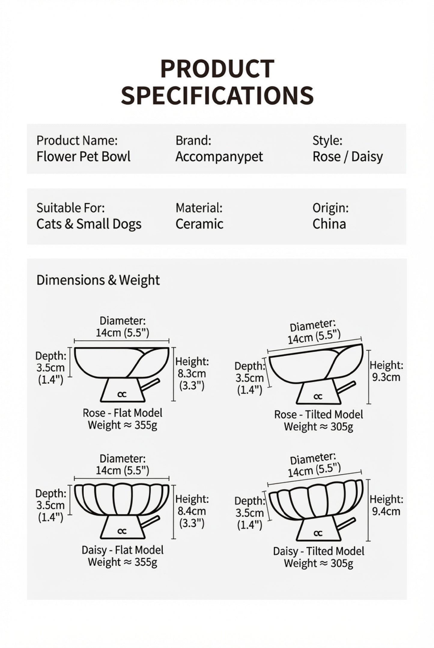 The Flower Pet Bowl | Ceramic Elevated Feeder