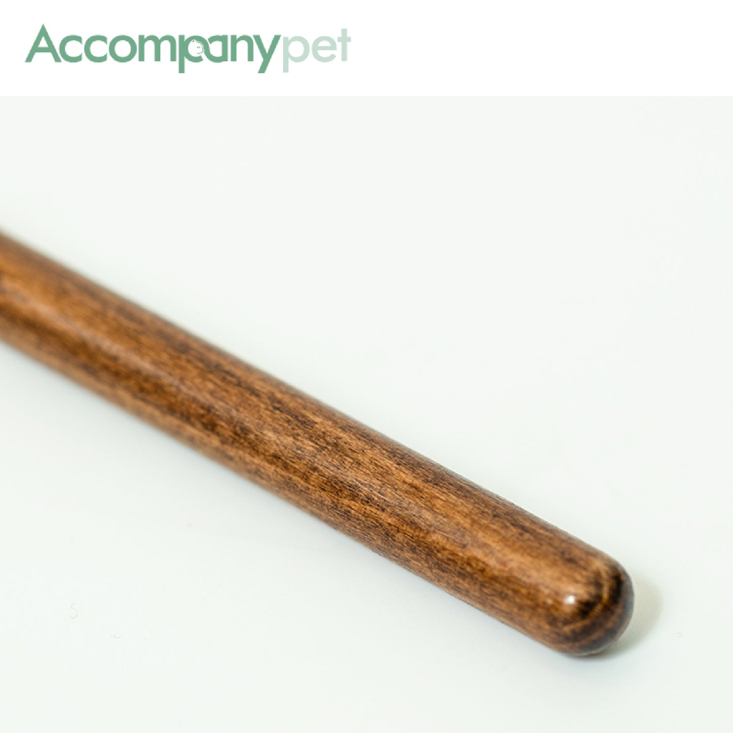 Beautifully polished solid wood ergonomic handle of the cat and dog de-shedding tool